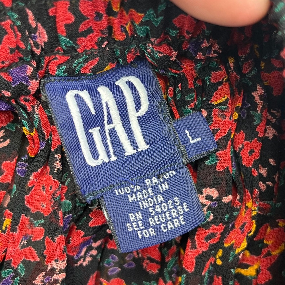 VINTAGE GAP Maxi Skirt Womens Large Multicolor Rayon Floral Ditsy Boho Flowy - Picture 5 of 12